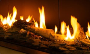 ceramic logs and black vermiculite and chips