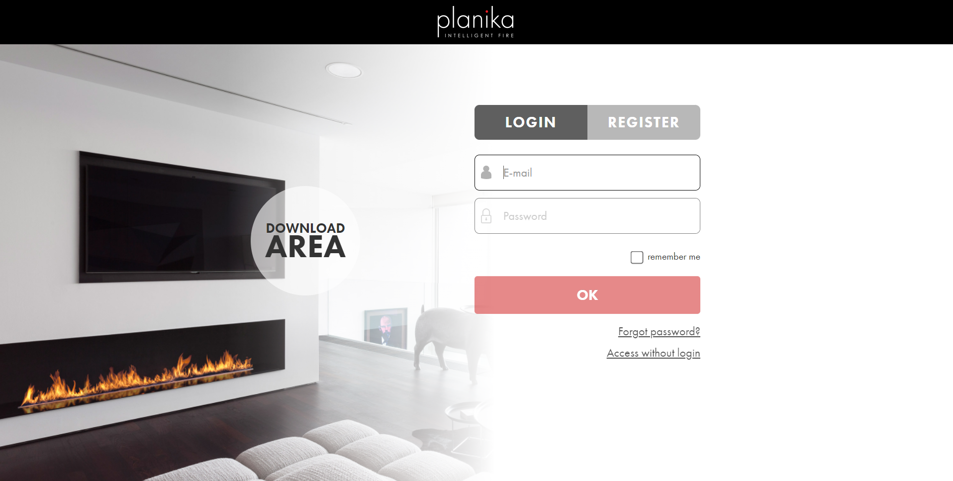 The main screen of the Planika's Dealer Zone